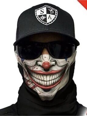 New 5 pack of Skull Clown “MR. JOKER” Face Neck Gaiter Mask - Black